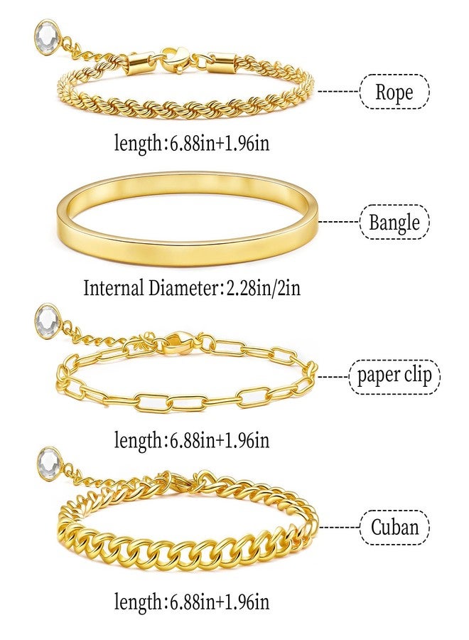 AamAccess Gold Bracelets for Women Trendy, 14K Gold Plated Stackable Adjustable Charm Paperclip Chain Cuban Link Layered Waterproof Jewelry Bracelet Set Gift (Fashion Decor 4) - Image 5